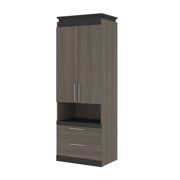 Orion 30W Storage Cabinet with Pull-Out Shelf, Bark Gray & Graphite